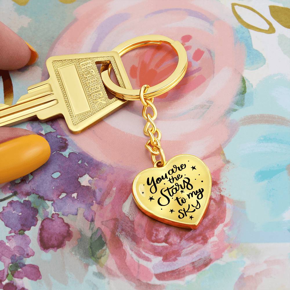 Stars to My Sky – Graphic Heart Keychain
