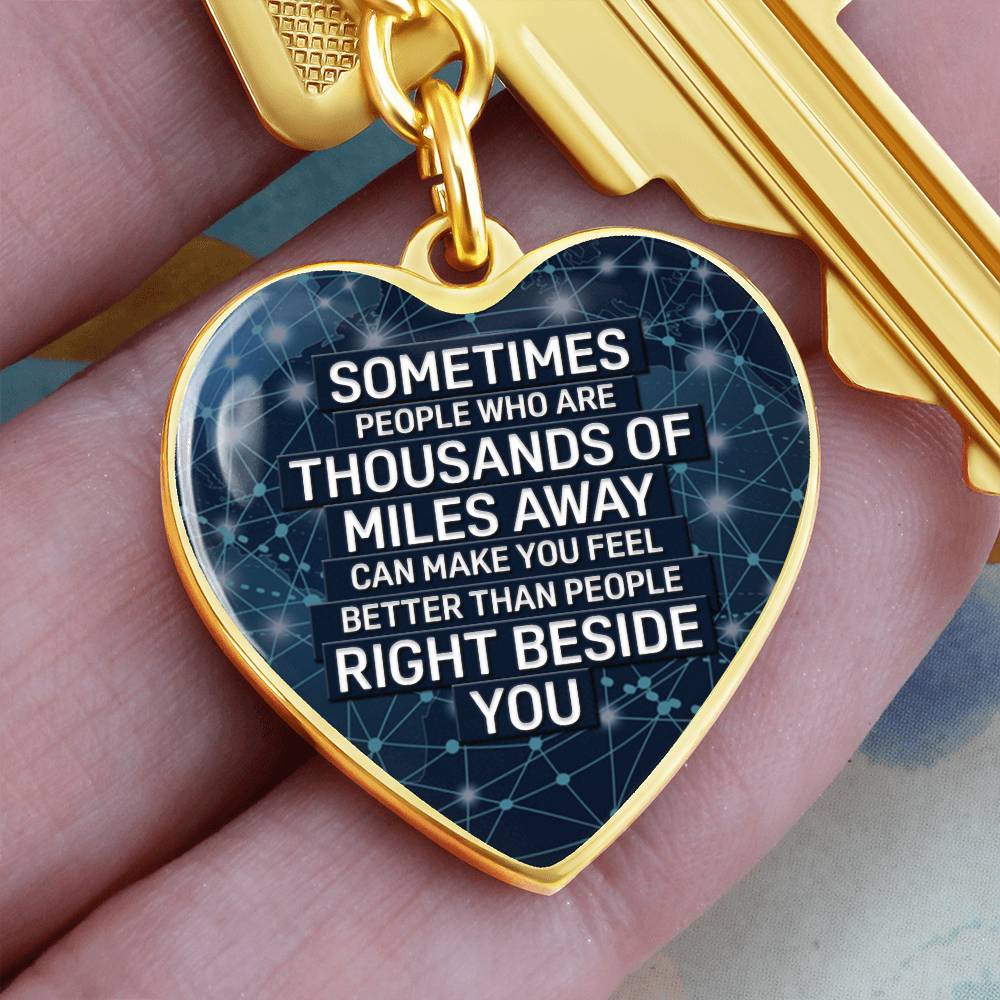 Right Beside You – Long Distance Graphic Heart Keychain