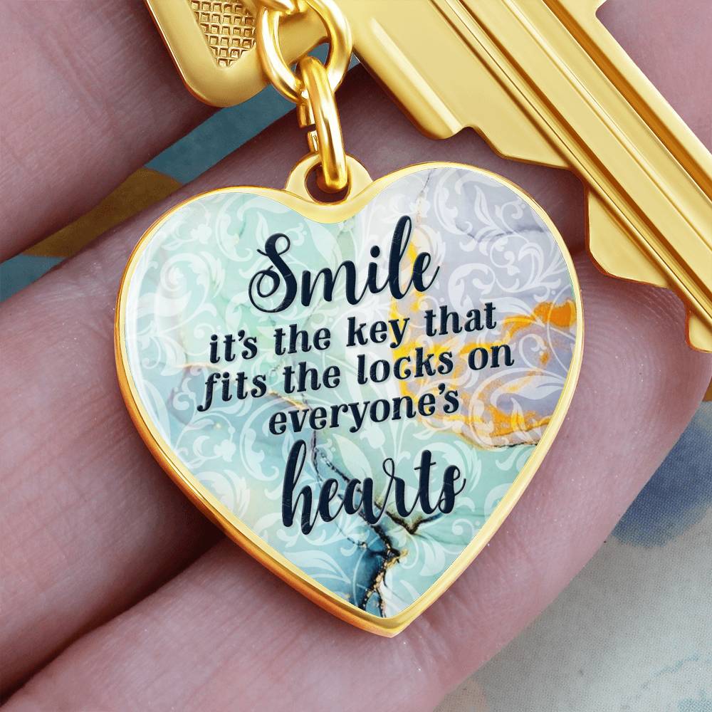 Smile – Key to the Heart Graphic Heart Keychain