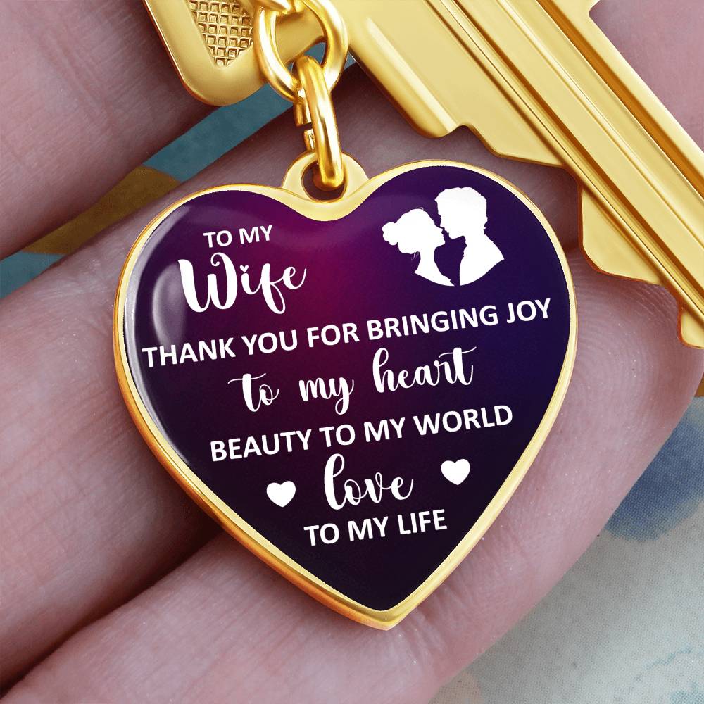 To My Wife – Thank You Graphic Heart Keychain