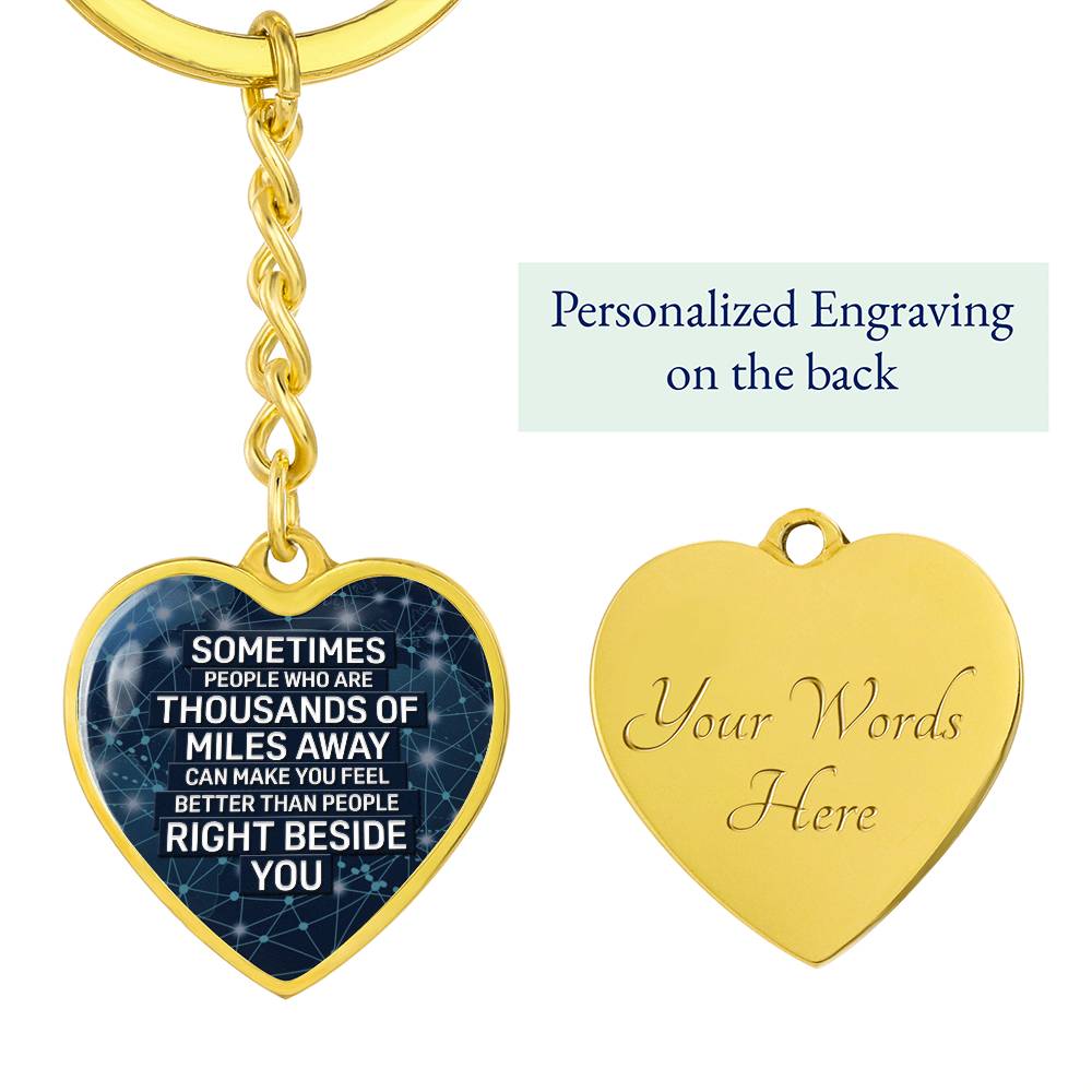 Right Beside You – Long Distance Graphic Heart Keychain