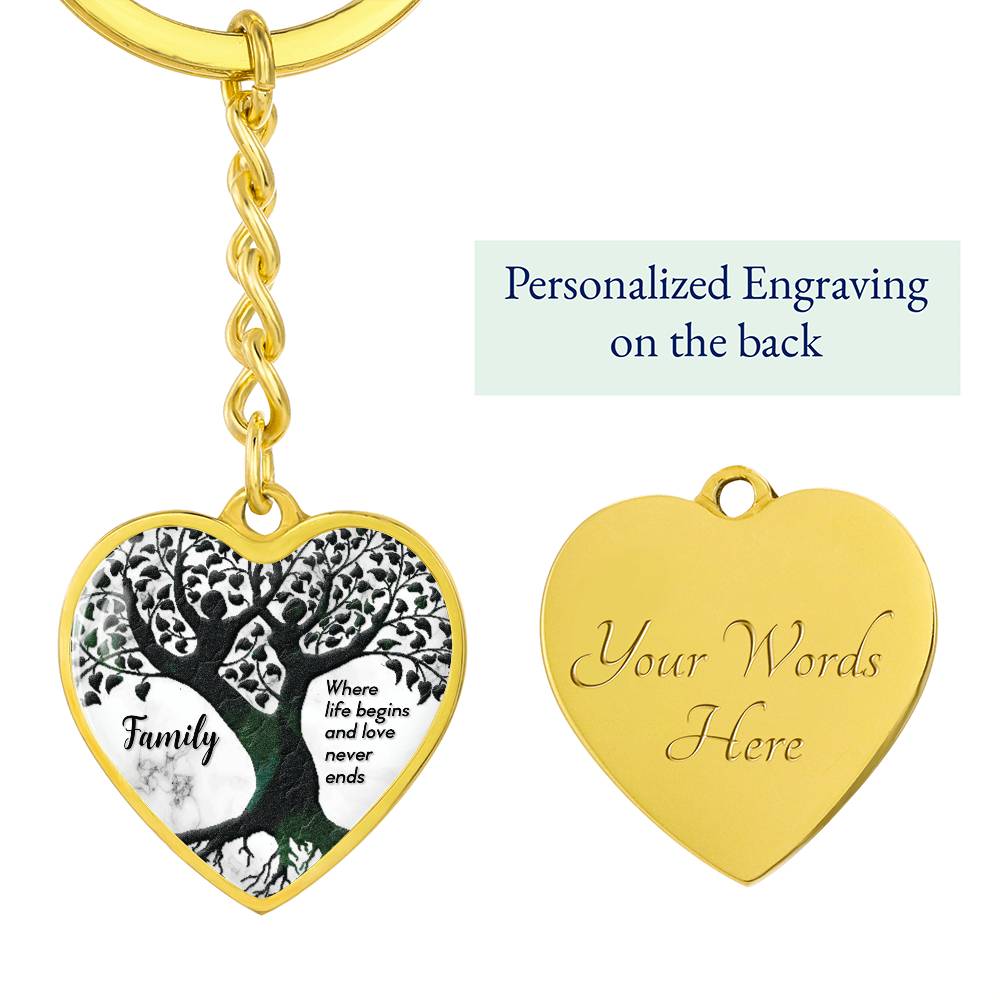 Family – Where Life Begins Graphic Heart Keychain