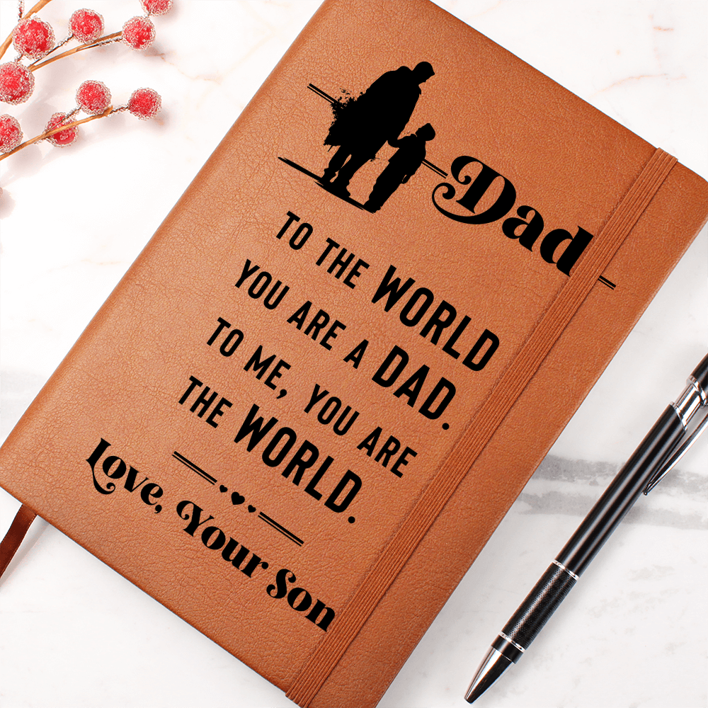 Dad To Me You Are the World From Your Son Graphic Journal Gift Bundle