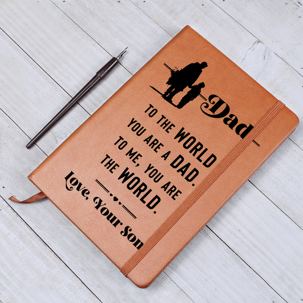Dad To Me You Are the World From Your Son Graphic Journal Gift Bundle