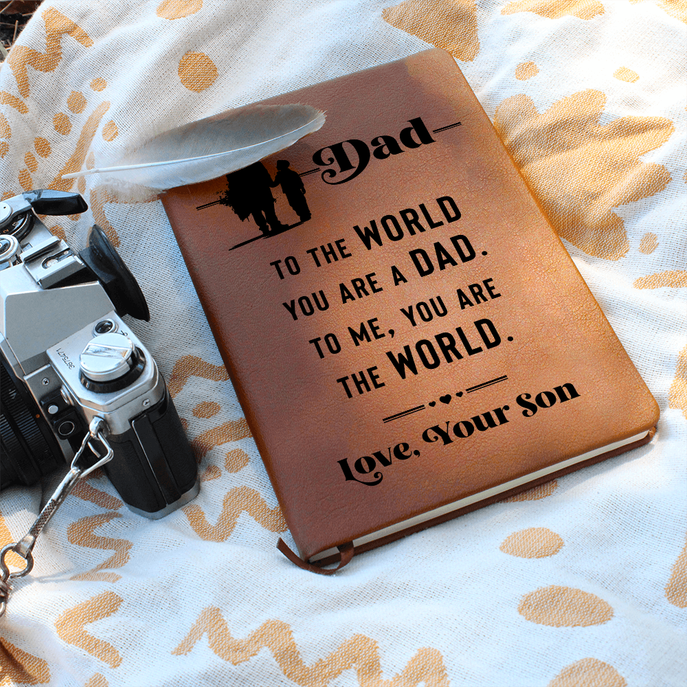 Dad To Me You Are the World From Your Son Graphic Journal Gift Bundle