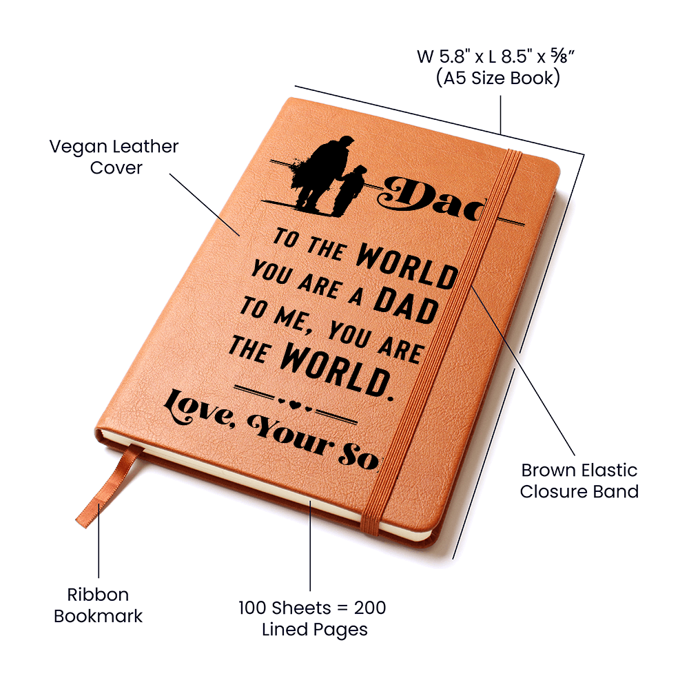 Dad To Me You Are the World From Your Son Graphic Journal Gift Bundle