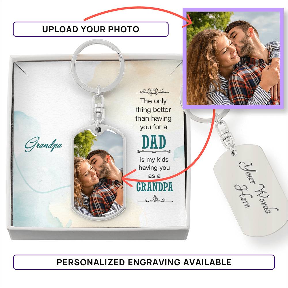 Grandpa – Photo Dog Tag Keychain