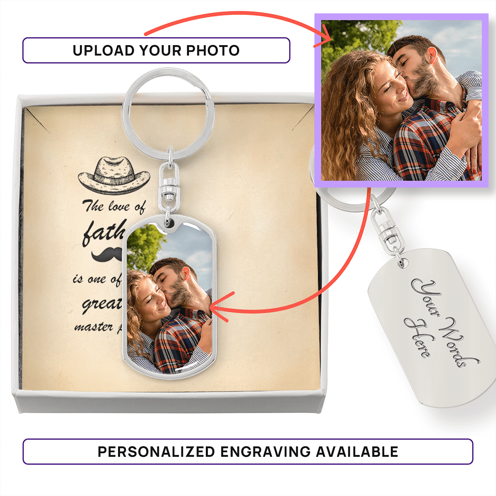 Father’s Love – Photo Dog Tag Keychain