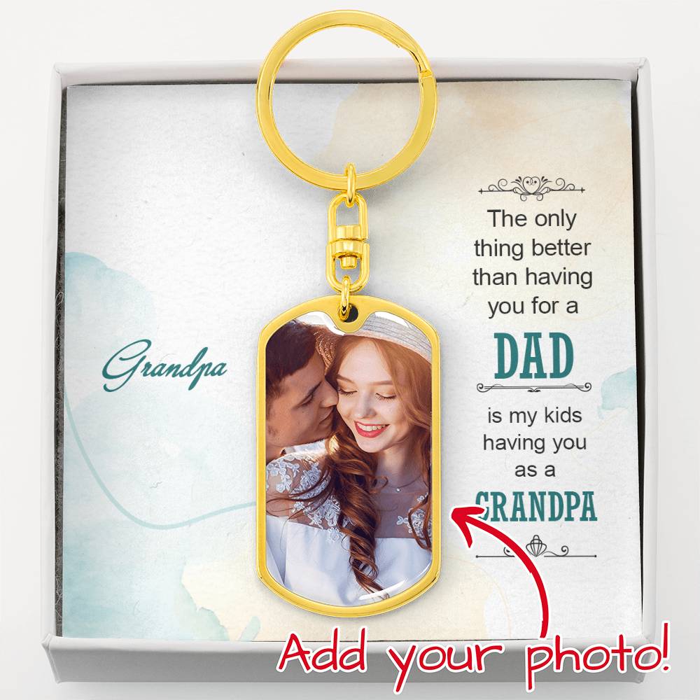 Grandpa – Photo Dog Tag Keychain