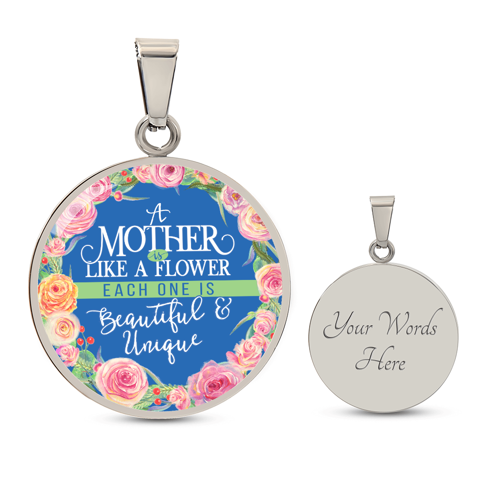 A Mother Is Like a Flower Beautiful and Unique Circle Necklace