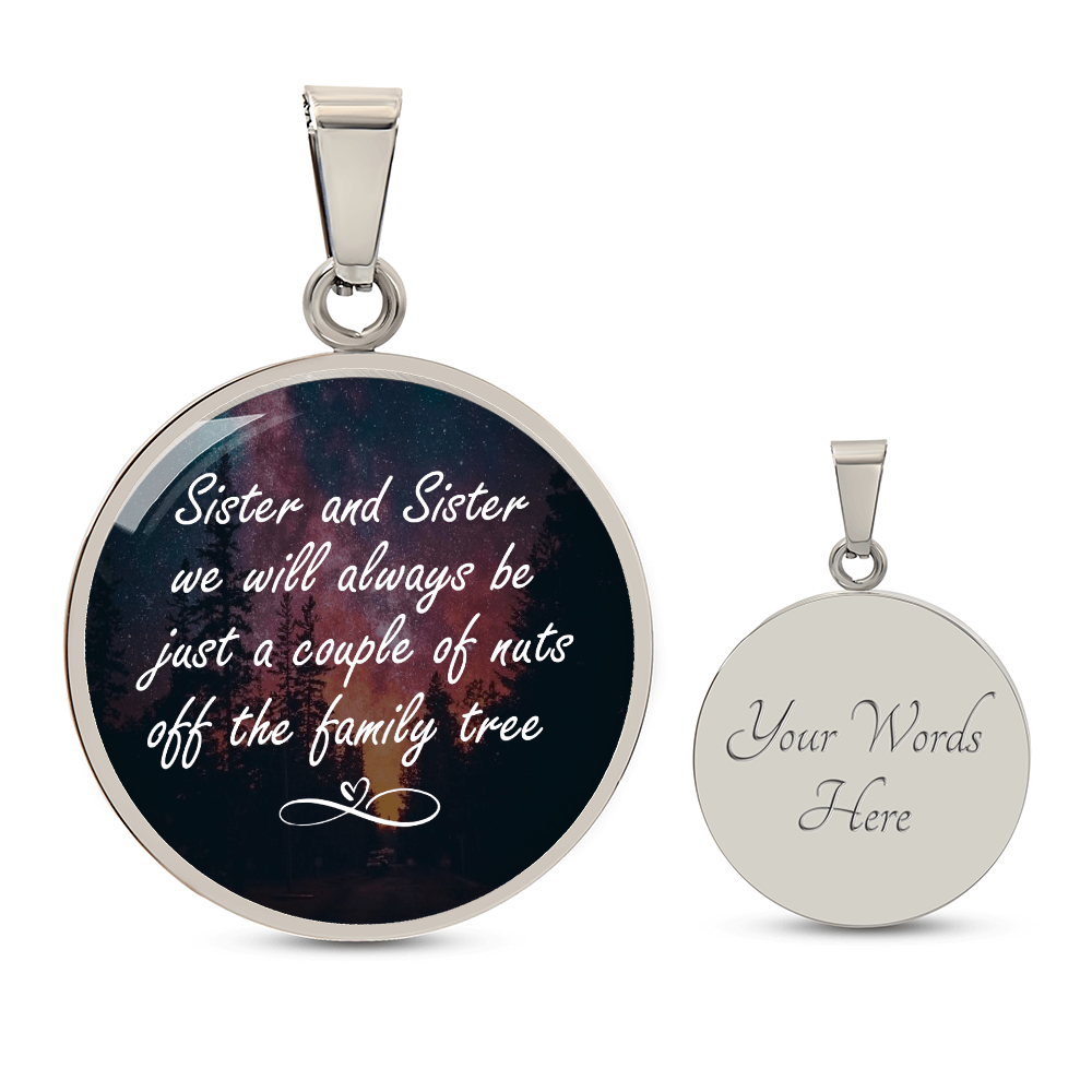Sister and Sister Couple of Nuts Family Tree Circle Necklace
