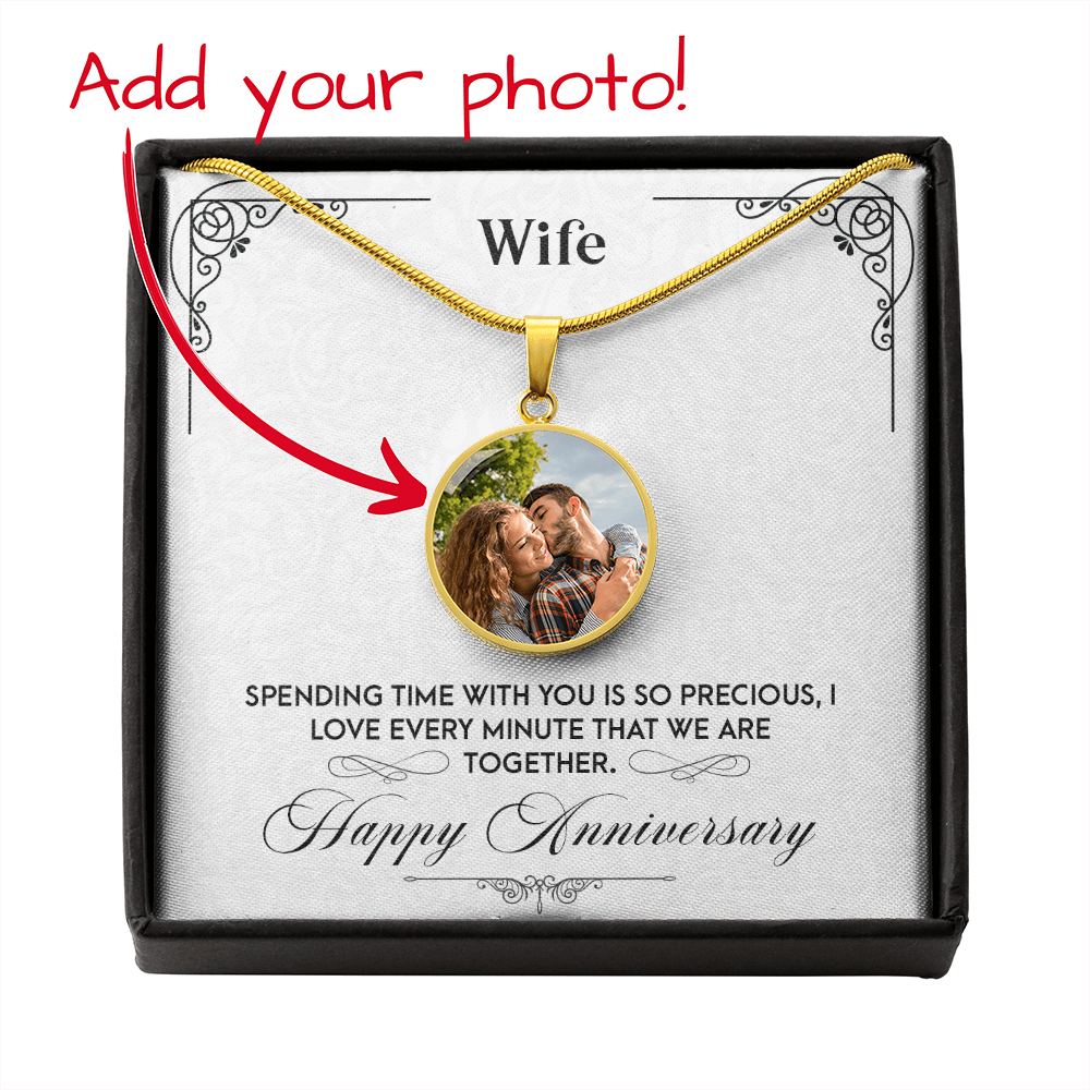 Wife Anniversary – Photo Circle Pendant Necklace
