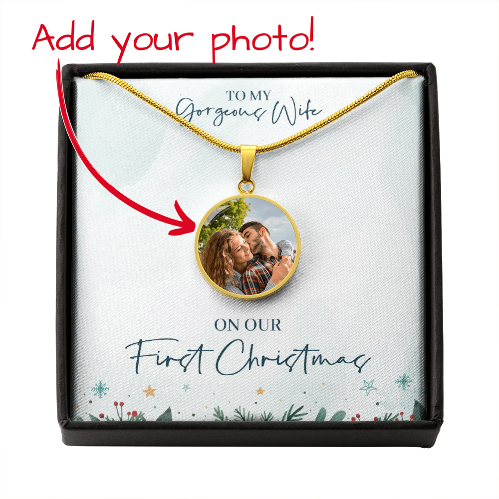 Wife First Christmas – Photo Circle Necklace