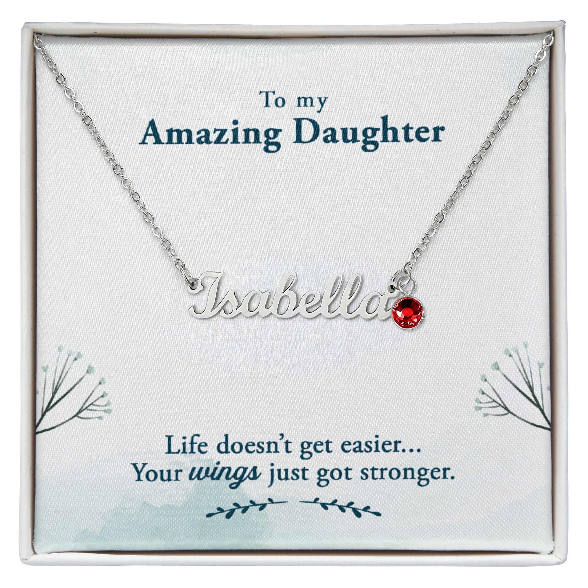 Custom Name Necklace with Birthstone