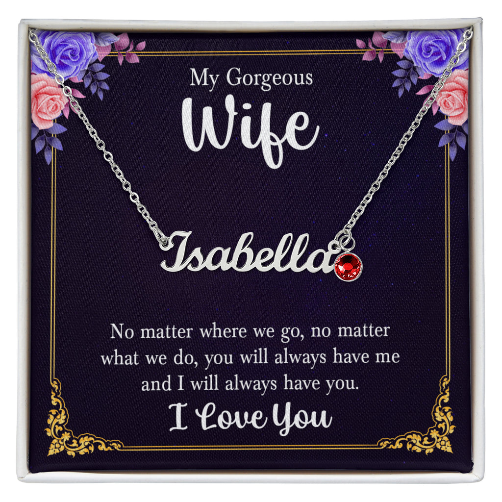 Custom Name Necklace with Birthstone
