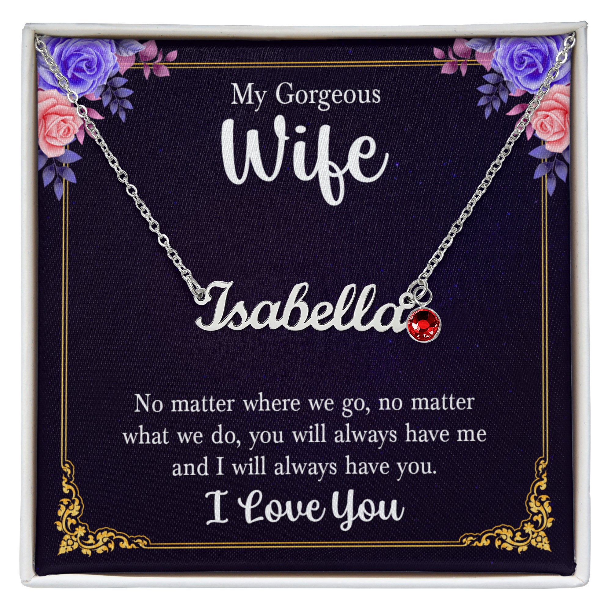 Custom Name Necklace with Birthstone