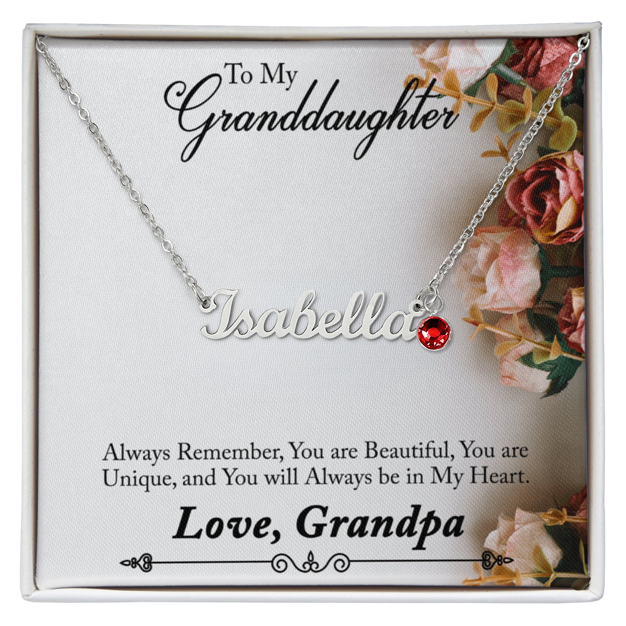 Custom Name Necklace with Birthstone