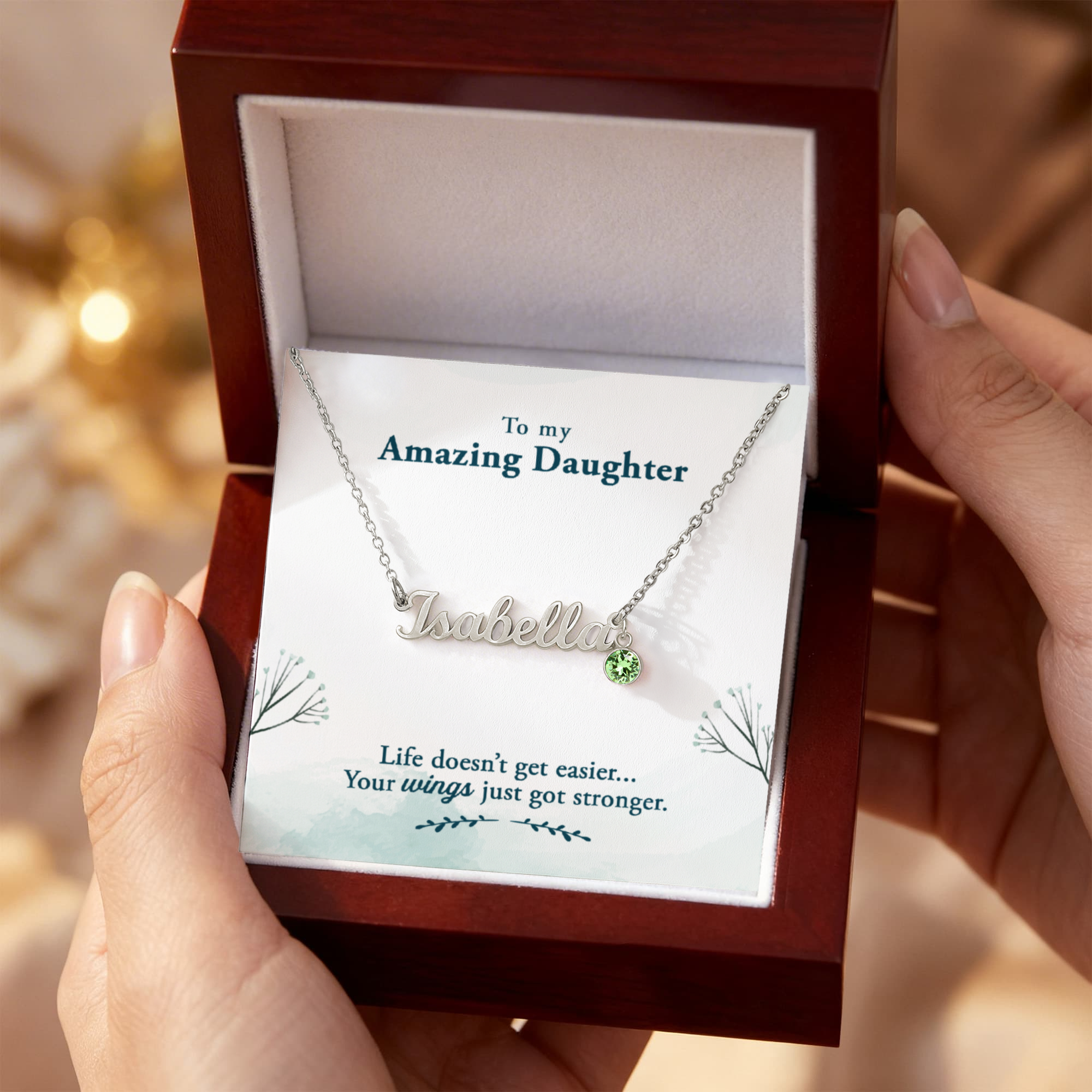 Custom Name Necklace with Birthstone