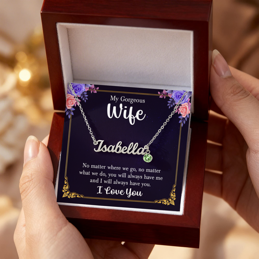 Custom Name Necklace with Birthstone