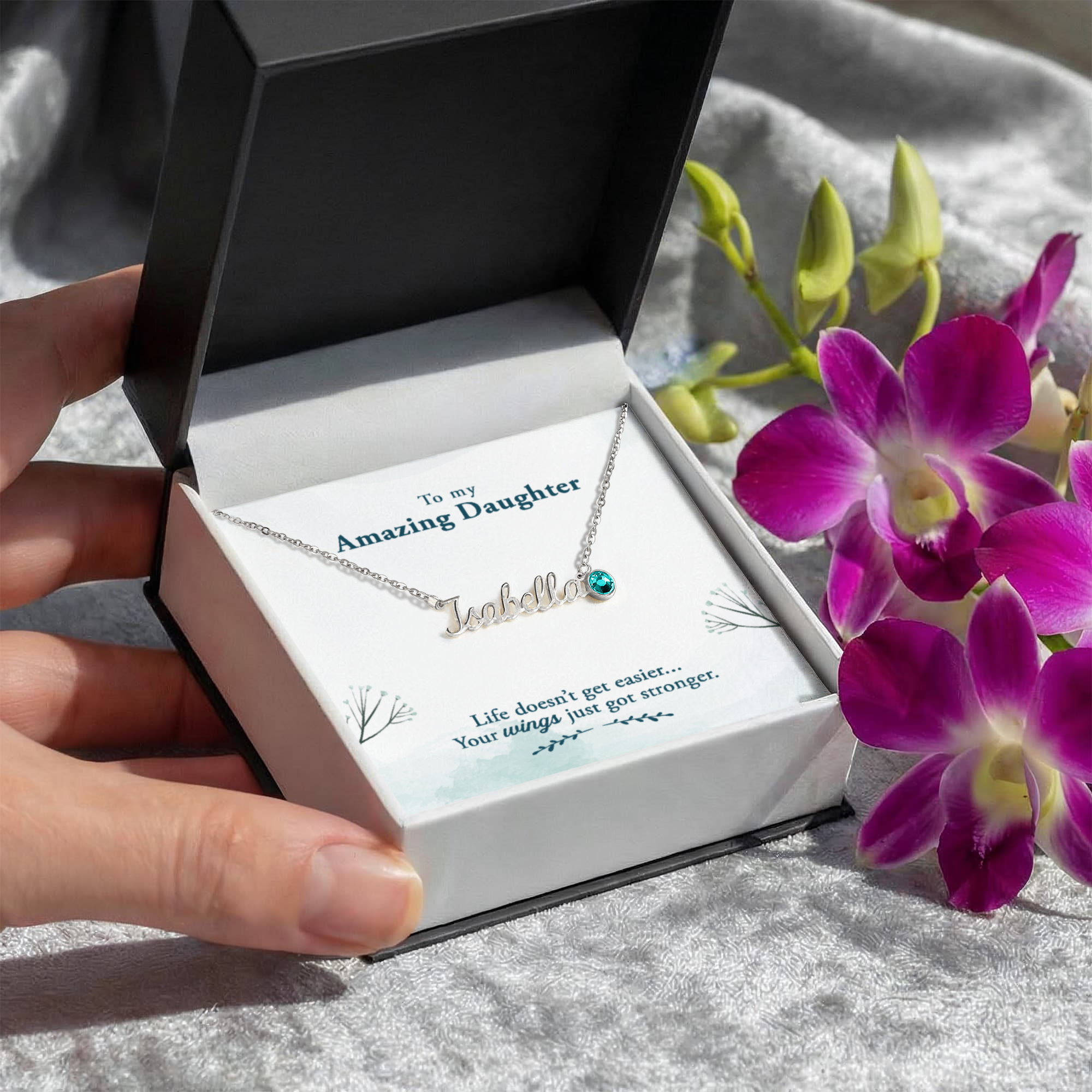 Custom Name Necklace with Birthstone