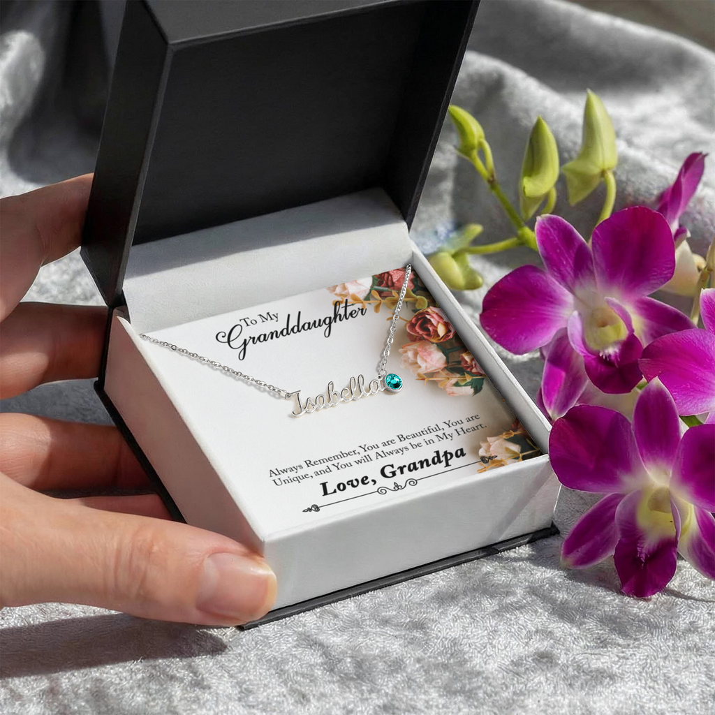Custom Name Necklace with Birthstone
