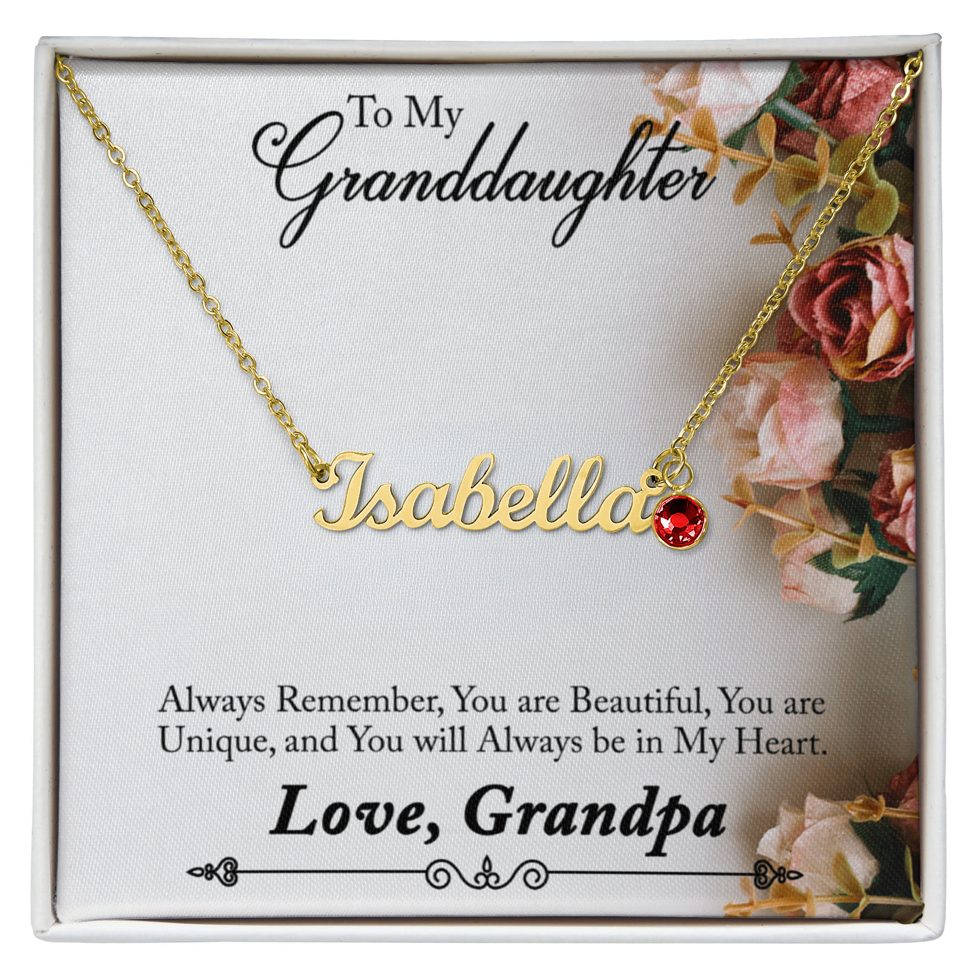 Custom Name Necklace with Birthstone
