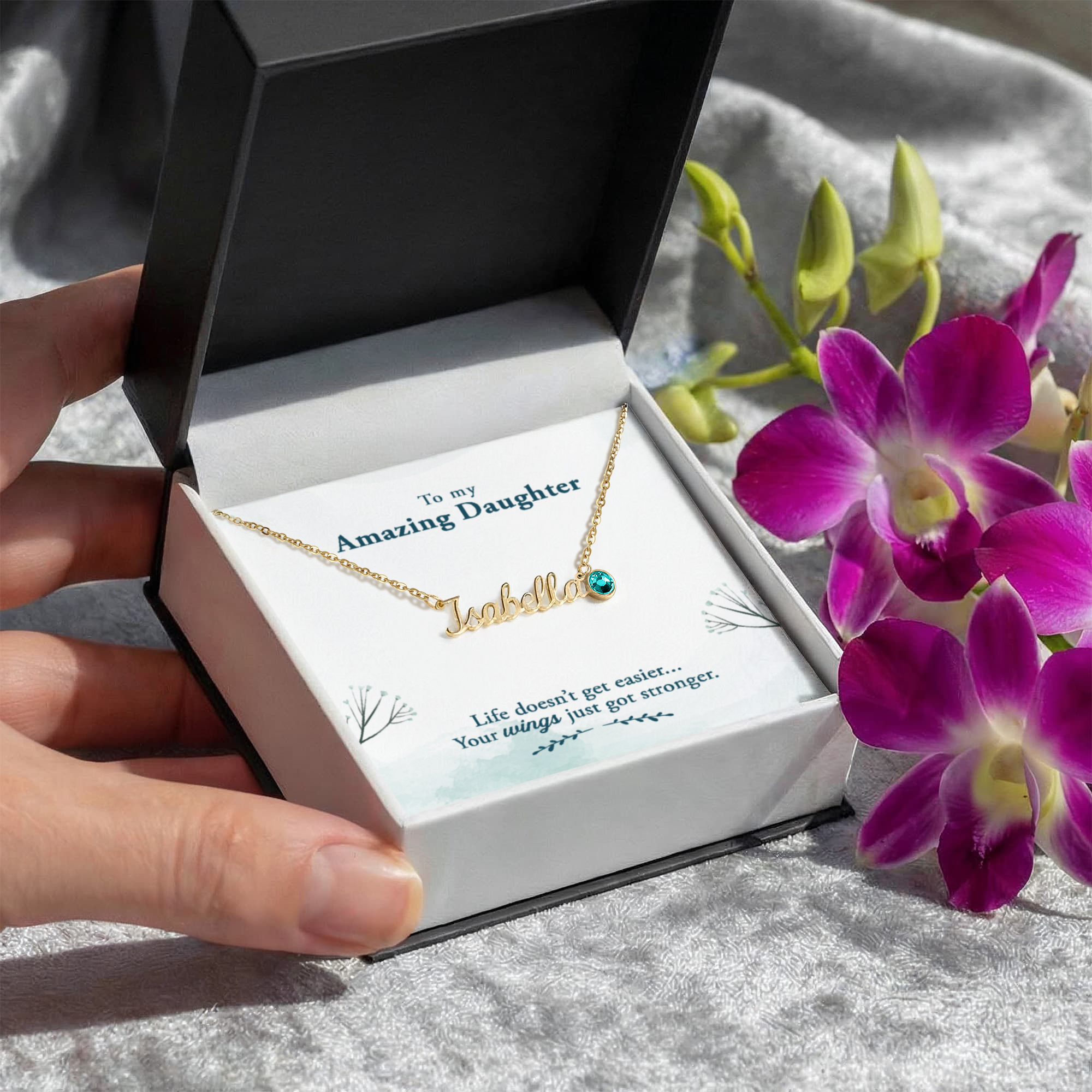 Custom Name Necklace with Birthstone