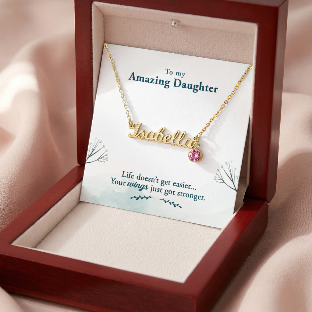 Custom Name Necklace with Birthstone