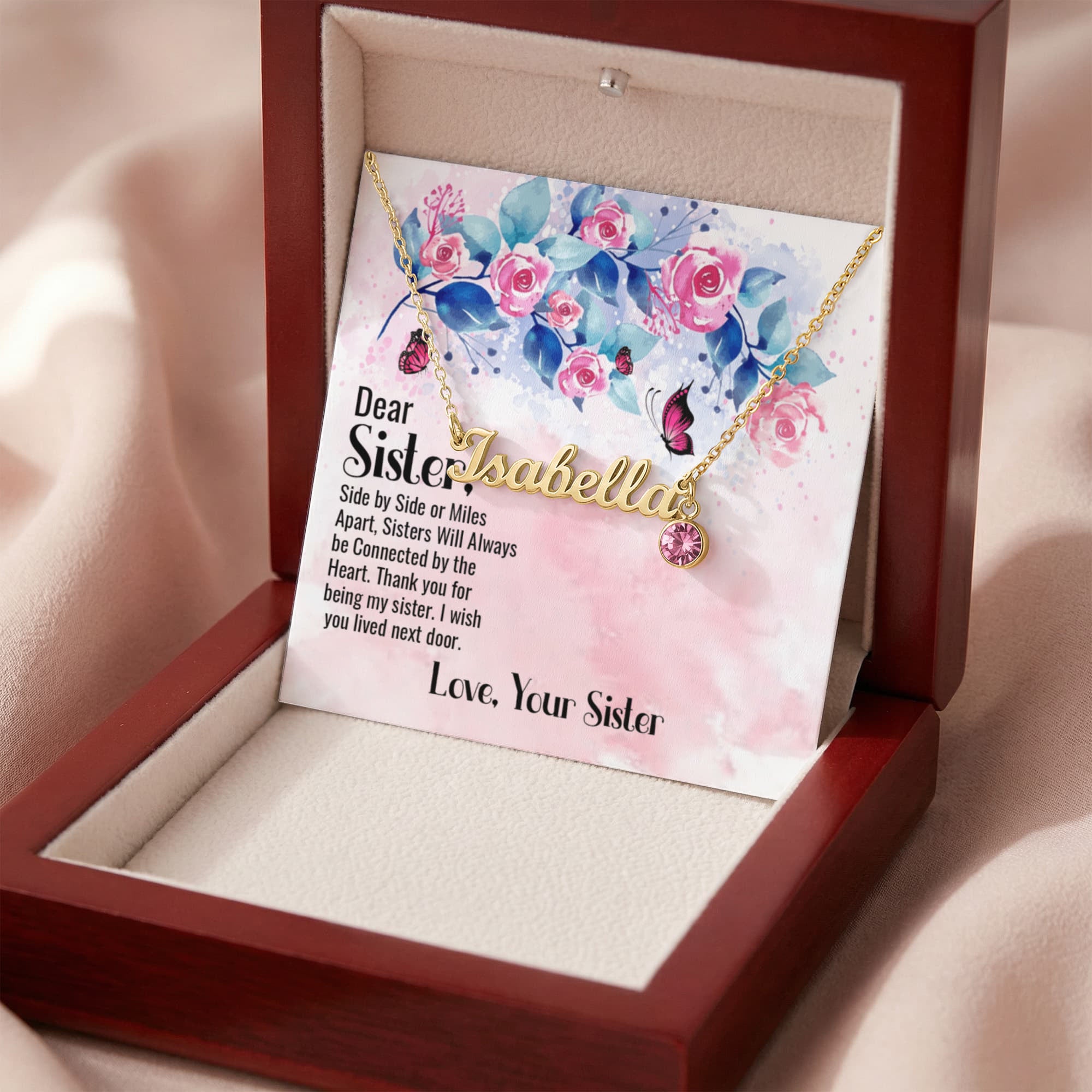 Custom Name Necklace with Birthstone