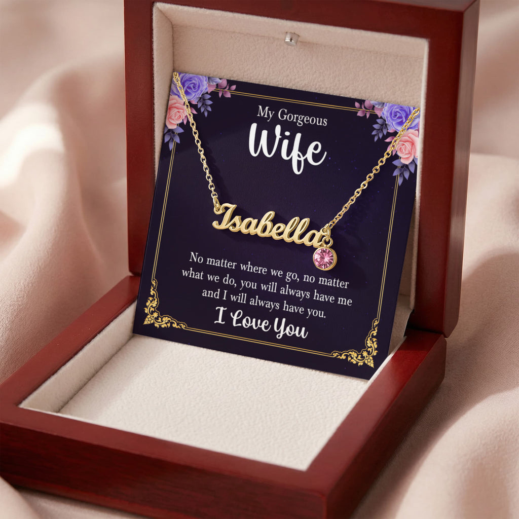 Custom Name Necklace with Birthstone