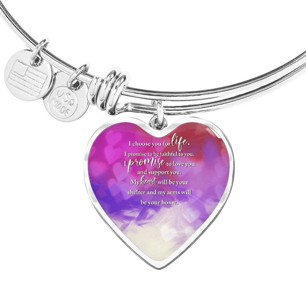 Personalised Photo Heart Bangle Bracelet