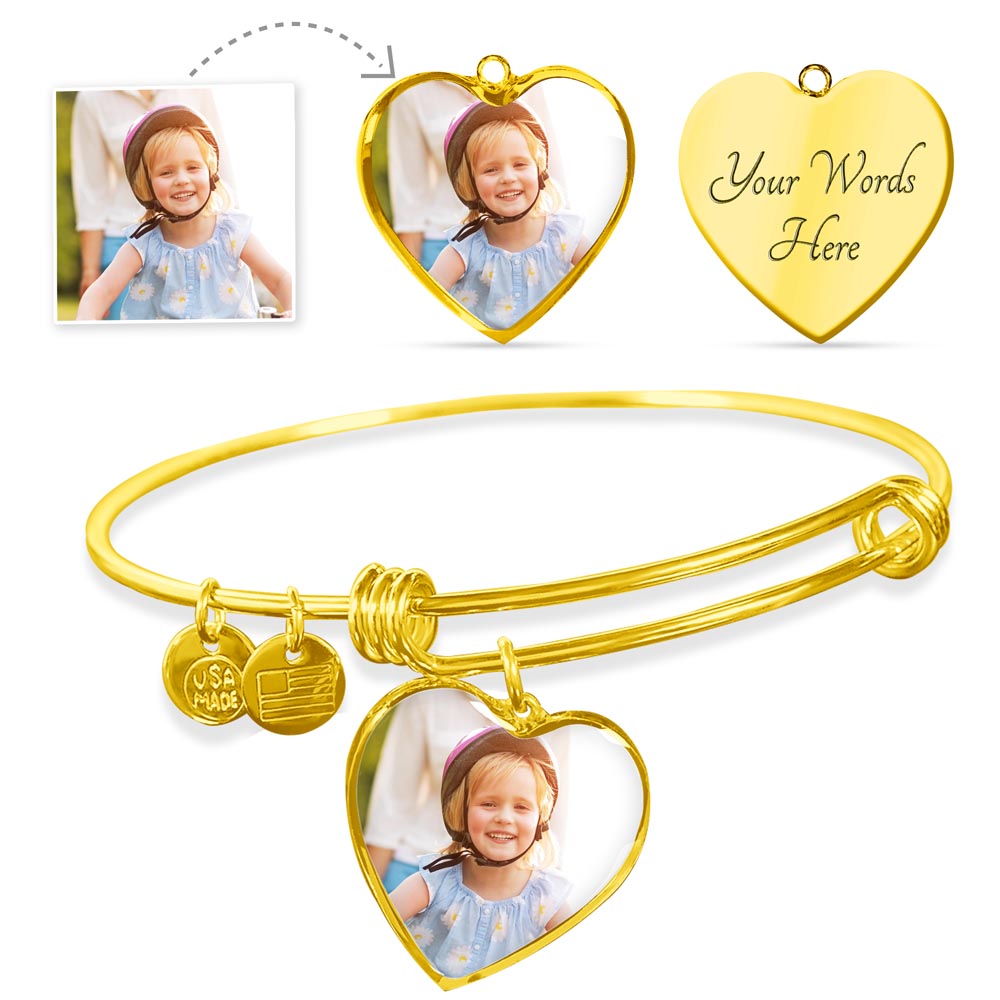 Personalised Photo Heart Bangle Bracelet