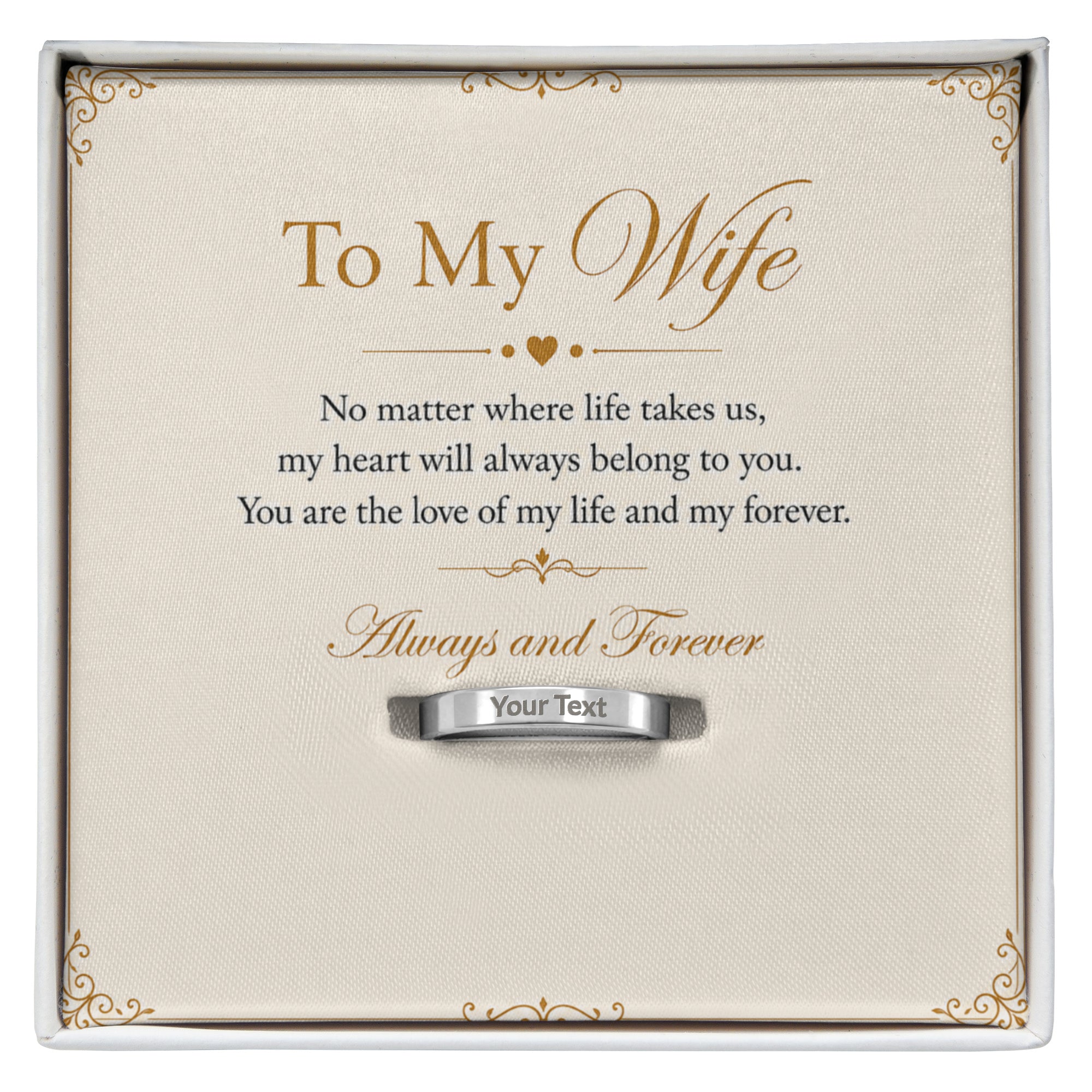 To My Beautiful Wife – Always & Forever Engraved Women’s Ring