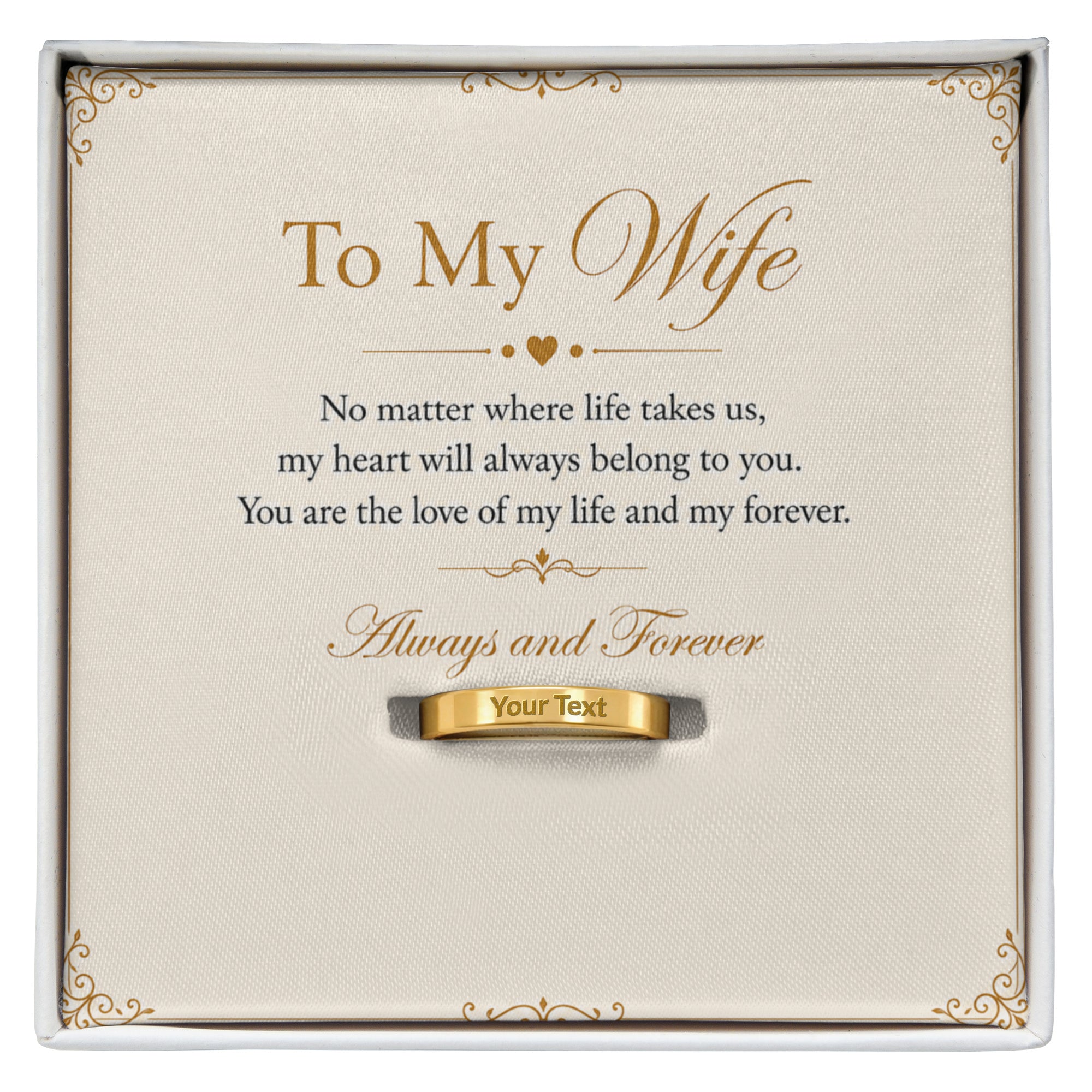 To My Beautiful Wife – Always & Forever Engraved Women’s Ring