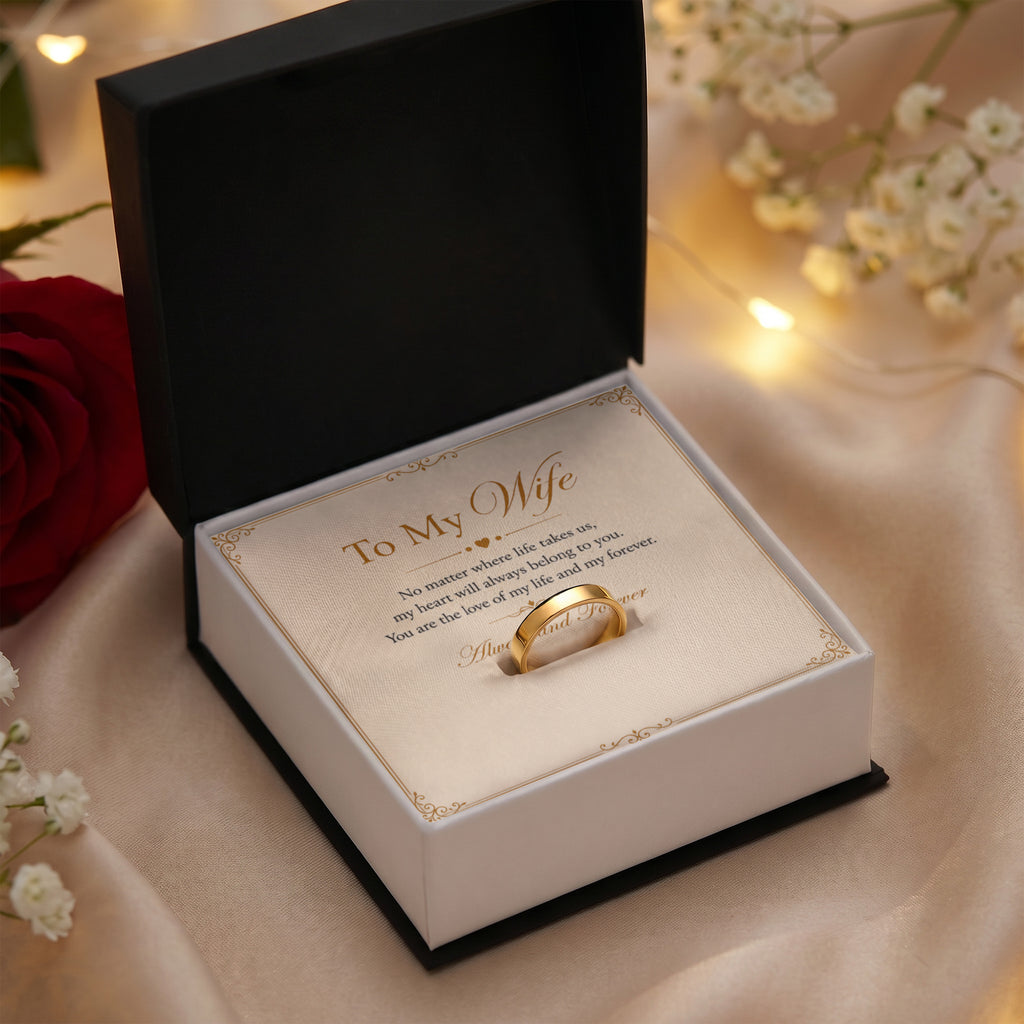 To My Beautiful Wife – Always & Forever Engraved Women’s Ring