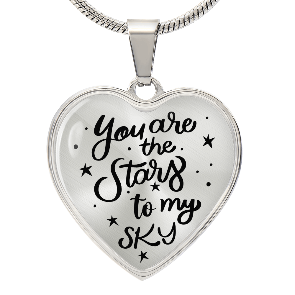 You Are the Stars to My Sky Engraved Heart Necklace