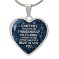 Thousands of Miles Away Engraved Heart Necklace