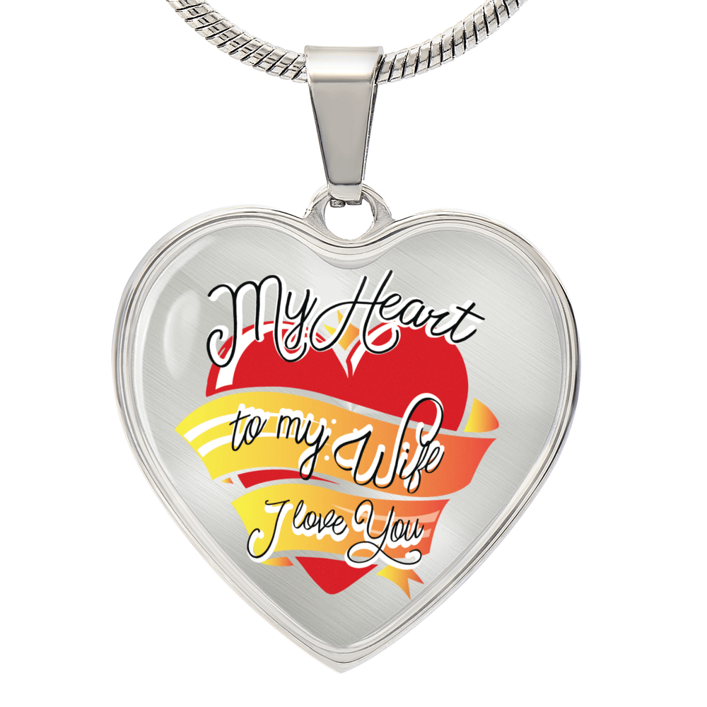 My Heart to My Wife Engraved Heart Necklace