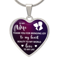 Thank You for Bringing Joy to My Heart Wife Engraved Heart Necklace