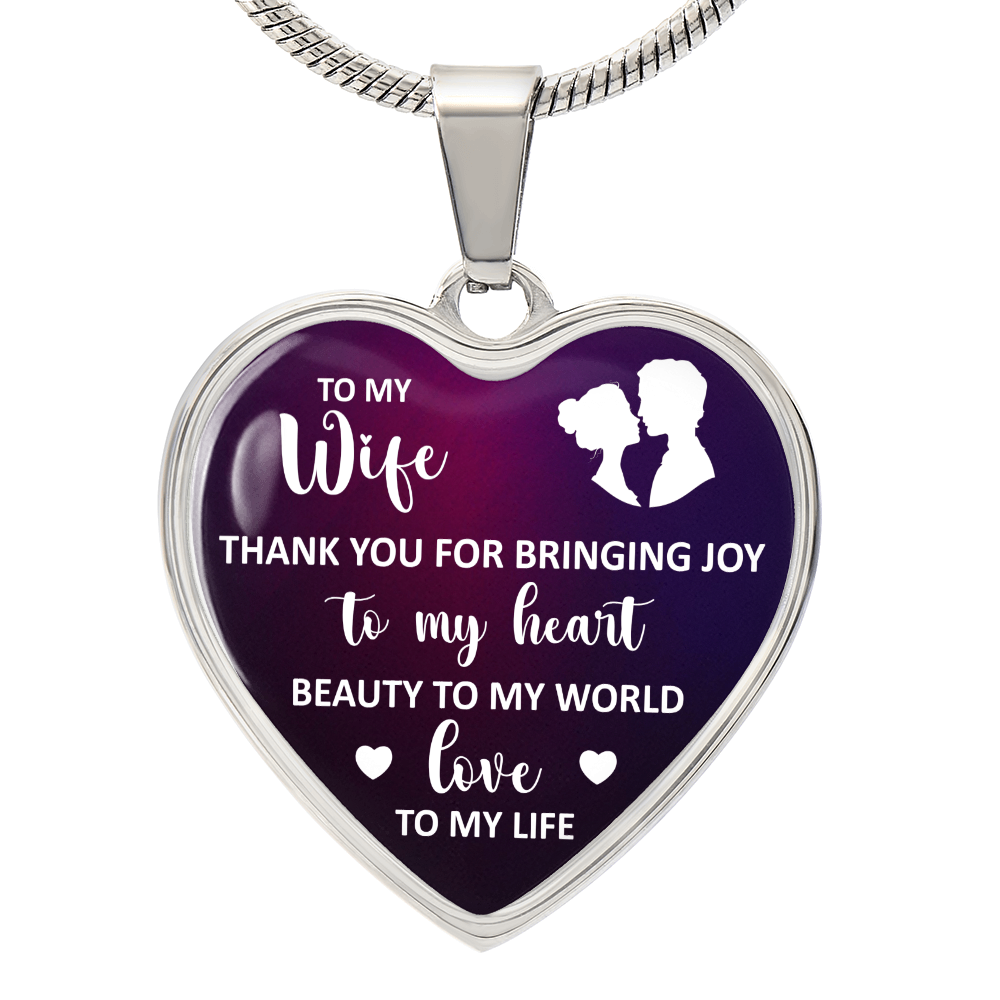 Thank You for Bringing Joy to My Heart Wife Engraved Heart Necklace