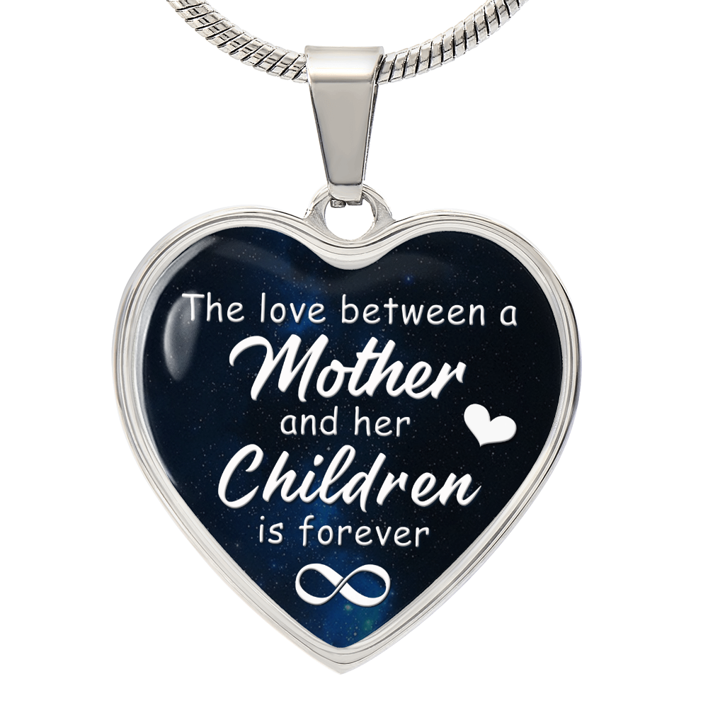 Mother and Children Forever Engraved Heart Necklace