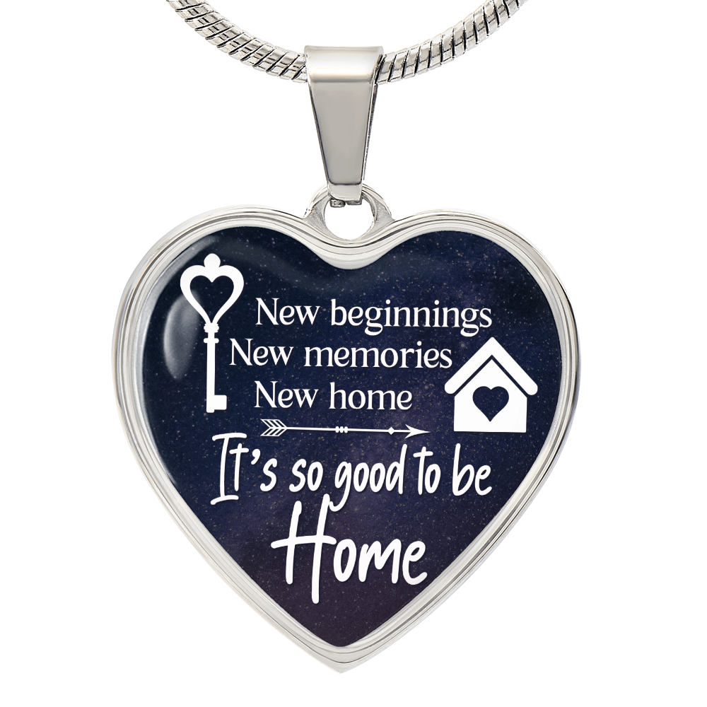 New Home New Beginnings Engraved Heart Necklace