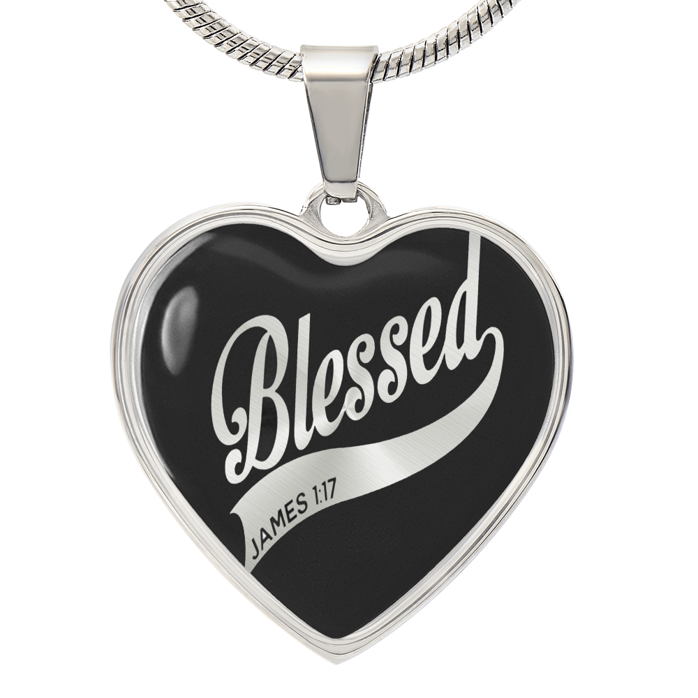 Blessed James 1:17 Engraved Heart Necklace