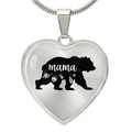 Mama Bear Engraved Heart Necklace