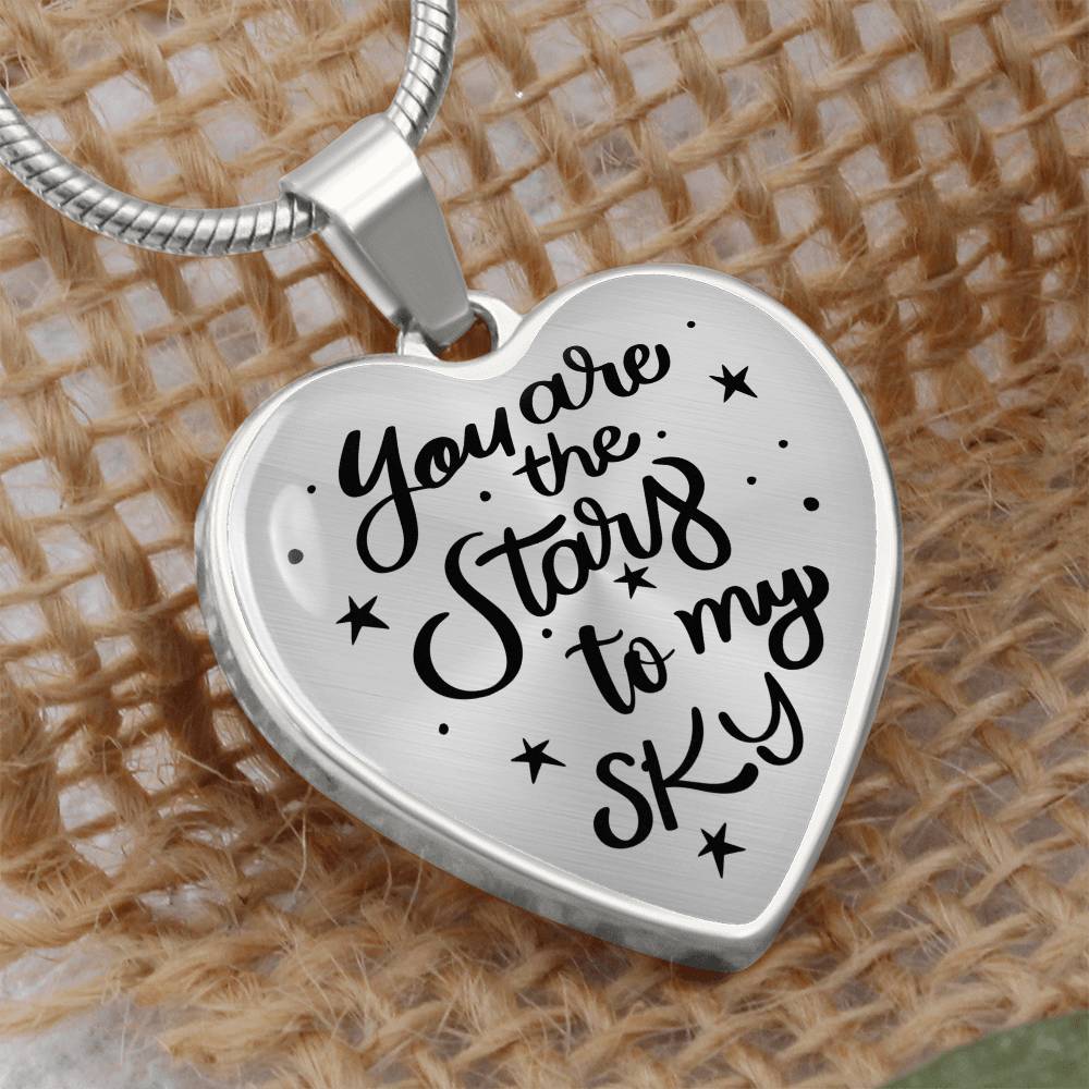 You Are the Stars to My Sky Engraved Heart Necklace