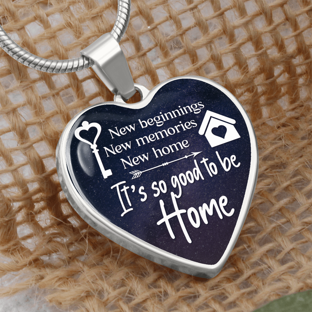 New Home New Beginnings Engraved Heart Necklace