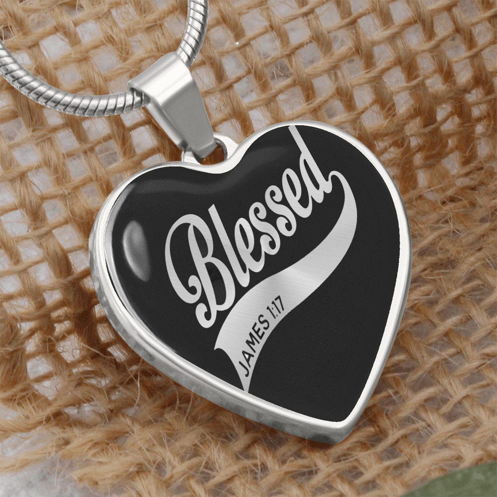 Blessed James 1:17 Engraved Heart Necklace