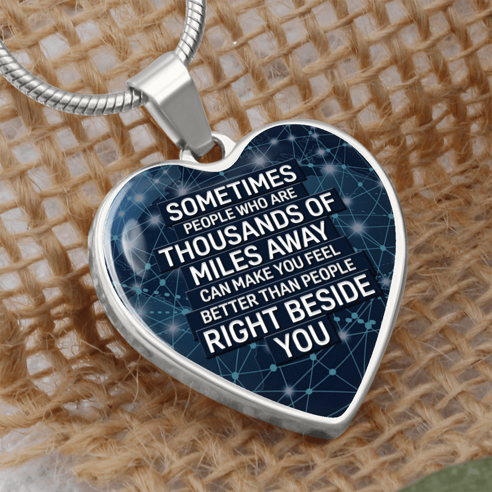 Thousands of Miles Away Engraved Heart Necklace
