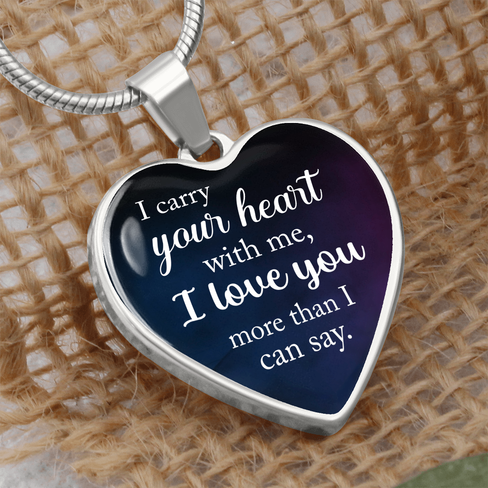 I Carry Your Heart With Me Engraved Heart Necklace