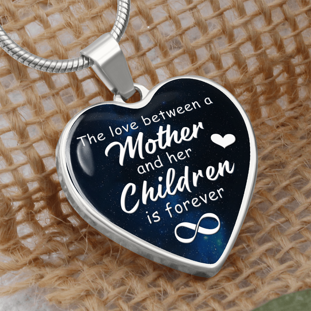 Mother and Children Forever Engraved Heart Necklace